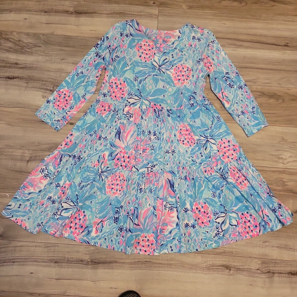 Lilly Pulitzer Geanna Swing Mini Dress Printed Ruffle Tiered Cotton S floral - Picture 3 of 7